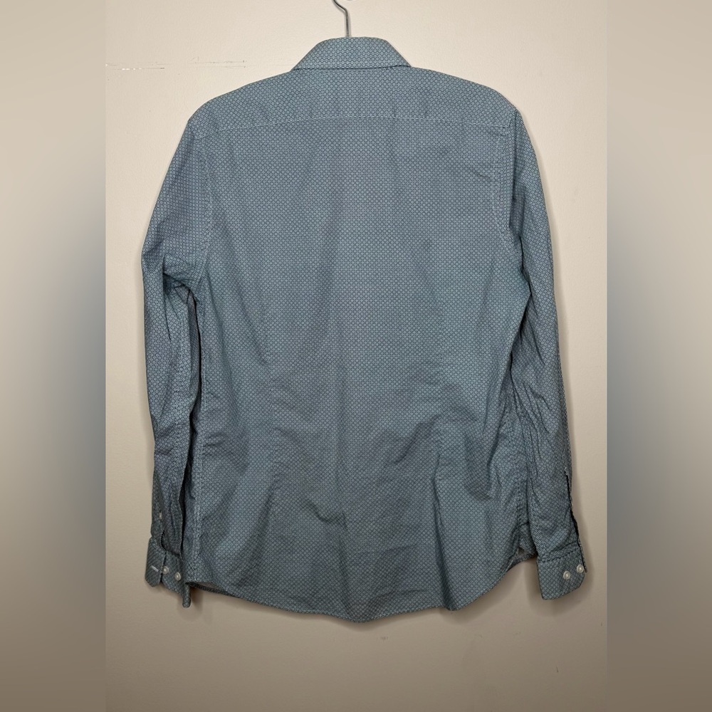 Express Men's Light Blue Micro-Pattern Dress Shirt Button Down Medium - Picture 2 of 6